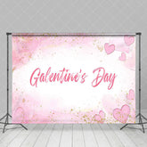 Aperturee - Aperturee Pink White Heart Gold Glitter Galentines Day Backdrop